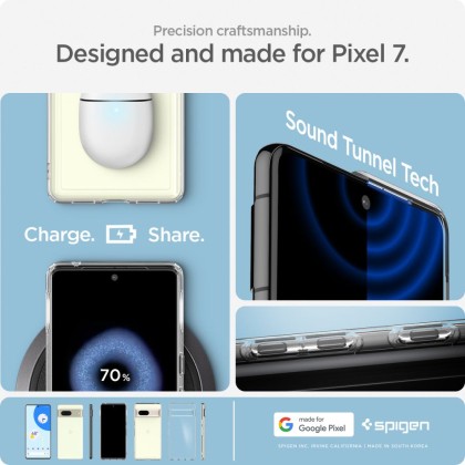Удароустойчив твърд кейс за Google Pixel 7 от Spigen Ultra Hybrid - Прозрачен