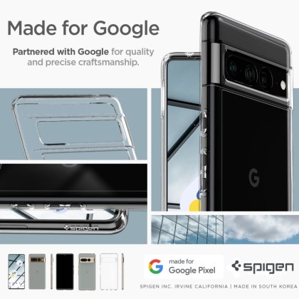 Удароустойчив твърд кейс за Google Pixel 7 Pro от Spigen Ultra Hybrid - Прозрачен
