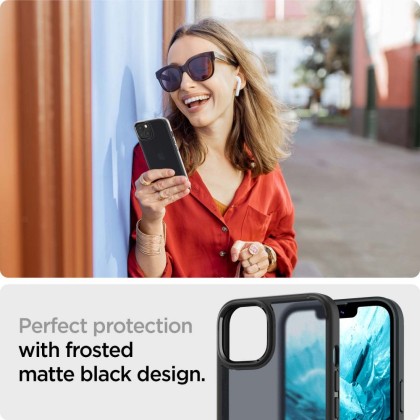 Удароустойчив твърд кейс за iPhone 13 от Spigen Ultra Hybrid - Frost Black