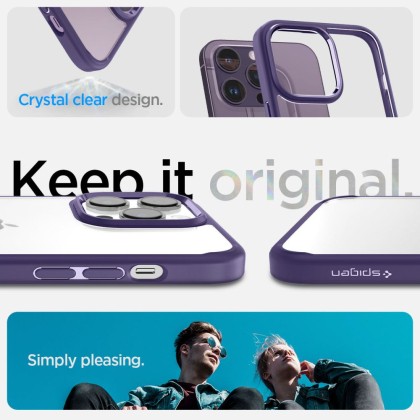 Удароустойчив твърд кейс за iPhone 14 Pro Max от Spigen Ultra Hybrid - Deep Purple