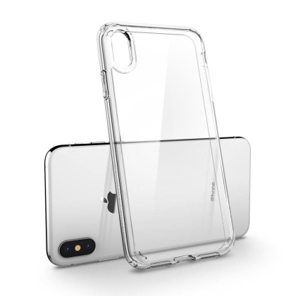 Удароустойчив твърд кейс за iPhone X / XS от Spigen Ultra Hybrid - Прозрачен