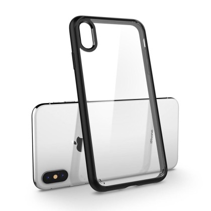 Удароустойчив твърд кейс за iPhone X / XS от Spigen Ultra Hybrid - Матово Черно