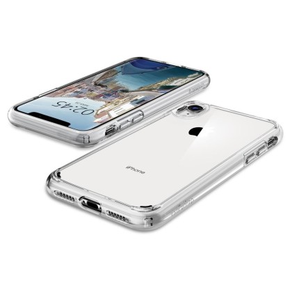 Удароустойчив твърд кейс за iPhone XR от Spigen Ultra Hybrid - Прозрачен