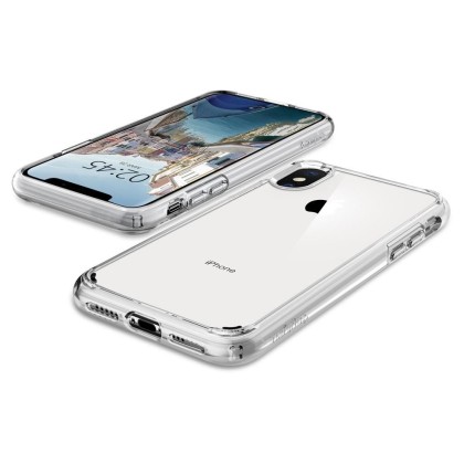 Удароустойчив твърд кейс за iPhone XS Max от Spigen Ultra Hybrid - Прозрачен