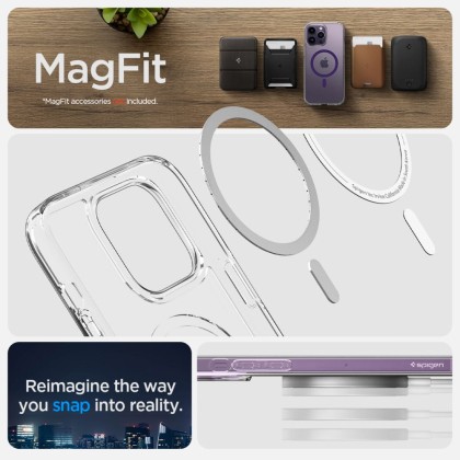 Удароустойчив кейс с MagSafe пръстен за iPhone 14 Pro от Spigen Ultra Hybrid Mag - Deep Purple