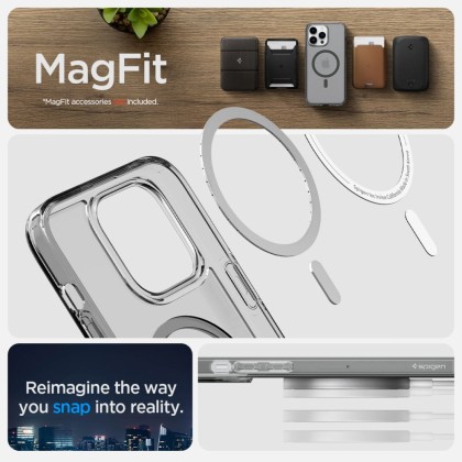 Удароустойчив кейс с MagSafe пръстен за iPhone 14 Pro от Spigen Ultra Hybrid Mag - Frost Black