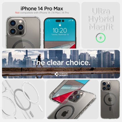 Удароустойчив кейс с MagSafe пръстен за iPhone 14 Pro Max от Spigen Ultra Hybrid Mag - Carbon Fiber