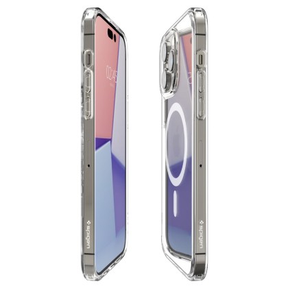 Удароустойчив кейс с MagSafe пръстен за iPhone 14 Pro от Spigen Ultra Hybrid Mag - Бял