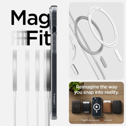 Удароустойчив кейс с MagSafe пръстен за iPhone 14 от Spigen Ultra Hybrid Mag - Бял