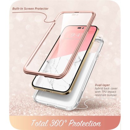 360 градусов калъф за iPhone 14 Pro от Supcase Cosmo - Marble