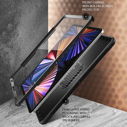 360 градусов калъф за iPad Pro 12.9 2021/2022 от Supcase Unicorn Beetle Pro - Черен