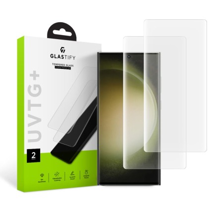 2 x Стъклен UV протектори за дисплей на Samsung Galaxy S23 Ultra от Glastify UVTG+ 2-Pack - Прозрачен