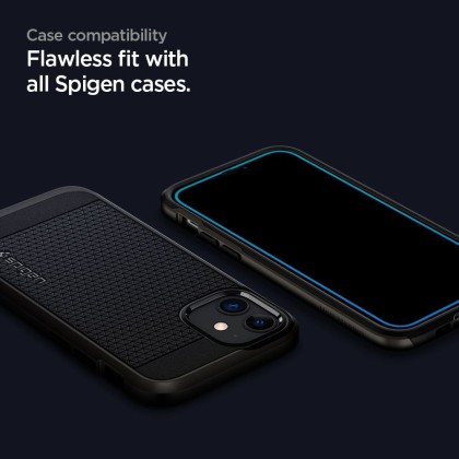 2 броя протектори за дисплей на iPhone 12 / 12 Pro от Spigen ALM Glass FC - Черни