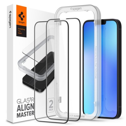 2 броя протектори за дисплей на iPhone 13 Pro Max / 14 Plus от Spigen ALM Glass FC - Черни