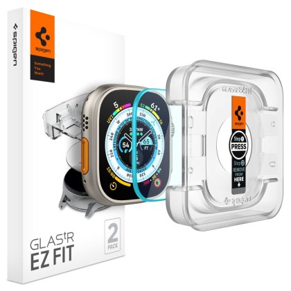 SZKŁO HARTOWANE SPIGEN GLAS.TR ”EZ FIT” 2-PACK APPLE WATCH ULTRA (49 MM) CLEAR