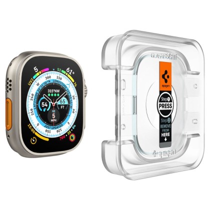 2 Стъклени протектора за дисплей на Apple Watch Ultra 1 / 2 (49 mm) от Spigen Glas.TR "Ez Fit" - Прозрачни