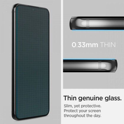 2 броя стъклени протектори за дисплей на Samsung Galaxy S22 от Spigen Glas.TR 