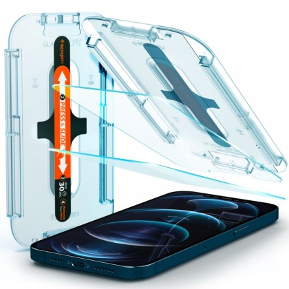 2 броя стъклени протектори за дисплей на iPhone 12 Pro Max от Spigen Glas.TR 