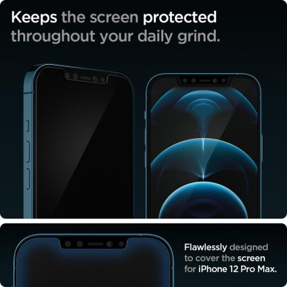 2 броя стъклени протектори за дисплей на iPhone 12 Pro Max от Spigen Glas.TR "Ez Fit" 2-pack - Прозрачен
