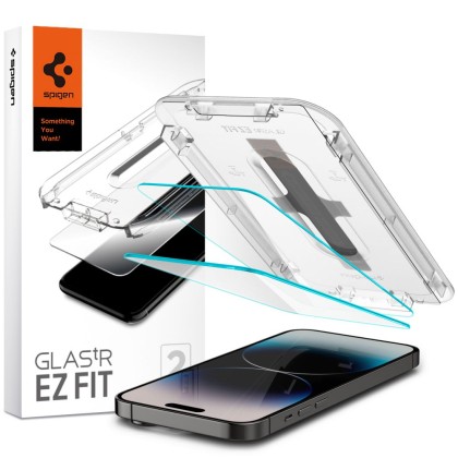 2 броя стъклени протектори за дисплей на iPhone 14 Pro от Spigen Glas.TR 