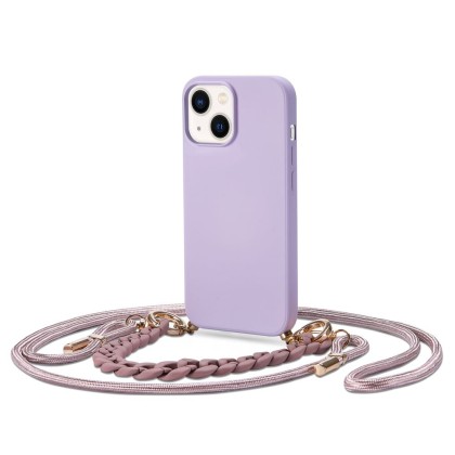 Силиконов калъф с връзка за iPhone 14 от Tech-Protect Icon Chain - Виолетов