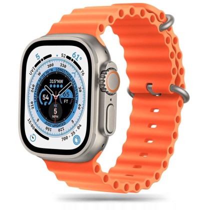 Силиконова каишка за Apple Watch 4/5/6/7/8/9/SE/Ultra (44/45/49 mm) от Tech-Protect IconBand Pro - Оранжева