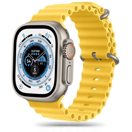 Силиконова каишка за Apple Watch 4/5/6/7/8/9/SE/Ultra (44/45/49 mm) от Tech-Protect IconBand Pro - Жълта