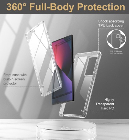 360 градусов калъф за Samsung Galaxy S23 Ultra от Tech-Protect Kevlar - Прозрачен