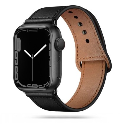 Кожена каишка за Apple Watch 4/5/6/7/8/SE/Ultra 1/2 (44/45/49 mm) от Tech-Protect Leatherfit - Черна