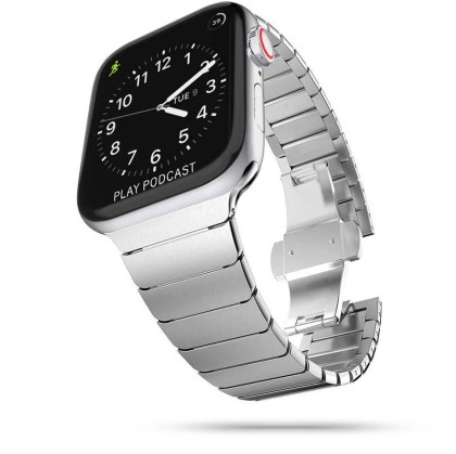 Стоманена верижка за Apple Watch 4/5/6/7/8/9/SE/Ultra (44/45/49 mm) от Tech-Protect LinkBand - Сребриста