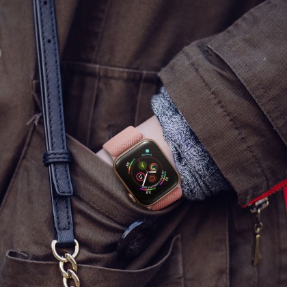 Текстилна каишка за Apple Watch 4/5/6/7/8/9/SE (38/40/41 mm) от Tech-Protect Mellow - Черна