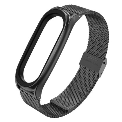 Стоманена верижка за смарт часовник Xiaomi Mi Smart Band 5 / 6 / 6 NFC от Tech-Protect MilaneseBand - Черна