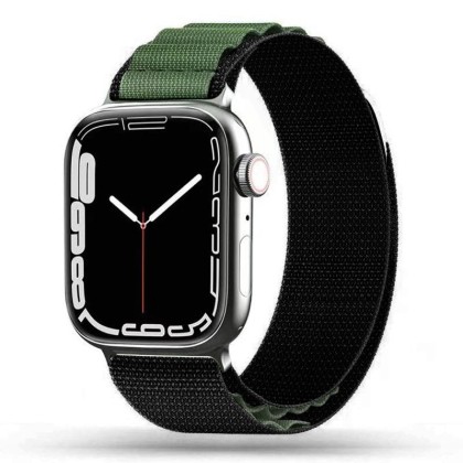 Текстилна каишка за Apple Watch 4/5/6/7/8/9/SE/ Ultra (42/44/45/49 mm) от Tech-Protect Nylon Pro - Черен / Military Green