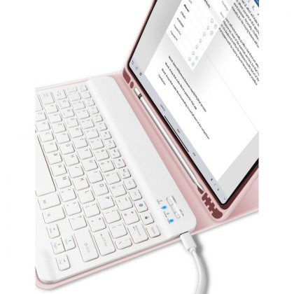Силиконов калъф с клавиатура за iPad 10.2 от Tech-Protect SC Pen - Розов
