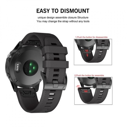 Силиконова каишка за Garmin Fenix 5 / 6 / 6 Pro / 7 - Черна