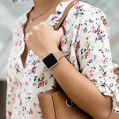 Стилна верижка за смарт часовник Apple Watch 4/5/6/7/8/9/SE (40/41 mm) от Tech-Protect Thin Milanese - Blush Gold