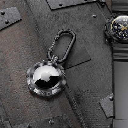 Калъф с карабинер за Apple AirTag от Tech Protect Tpucarbon - Черен