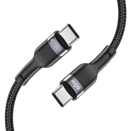 Кабел за зареждане USB-C / USB-C с PD 60W / 3A от Tech-Protect Ultraboost 25см - Черен