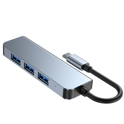 Адаптер 4 в 1 за лаптопи с USB Type - C вход от Tech Protect V1 HUB 4 in 1 - Сив