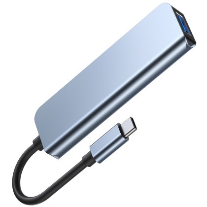 Адаптер 4 в 1 за лаптопи с USB Type - C вход от Tech Protect V1 HUB 4 in 1 - Сив