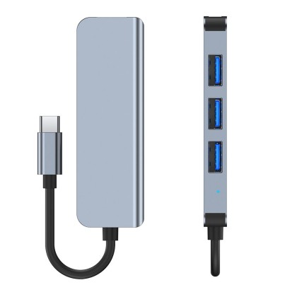 Адаптер 4 в 1 за лаптопи с USB Type - C вход от Tech Protect V1 HUB 4 in 1 - Сив