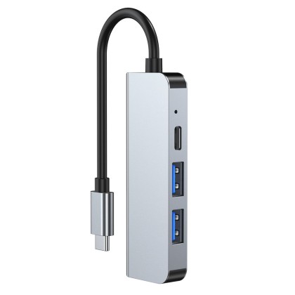 Адаптер 4 в 1 за лаптопи с USB Type-C вход от Tech-Protect V5-HUB Adapter 4 in 1 - сив