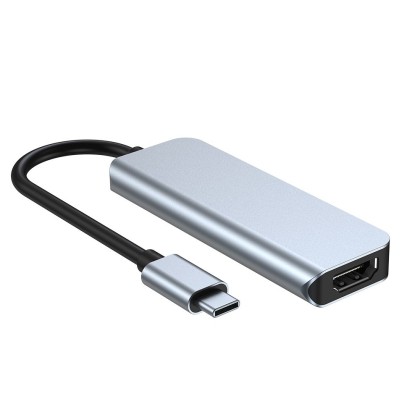 Адаптер 4 в 1 за лаптопи с USB Type-C вход от Tech-Protect V5-HUB Adapter 4 in 1 - сив
