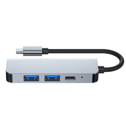 Адаптер 4 в 1 за лаптопи с USB Type-C вход от Tech-Protect V5-HUB Adapter 4 in 1 - сив