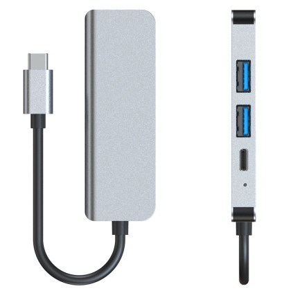 Адаптер 4 в 1 за лаптопи с USB Type-C вход от Tech-Protect V5-HUB Adapter 4 in 1 - сив
