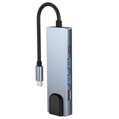 Адаптер 5 в 1 за лаптопи с USB Type-C вход от Tech-Protect V3-HUB Adapter 5 in 1 - сив 