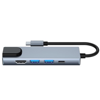 Адаптер 5 в 1 за лаптопи с USB Type-C вход от Tech-Protect V3-HUB Adapter 5 in 1 - сив 