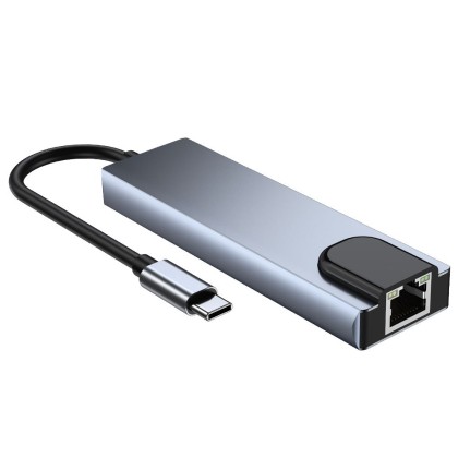 Адаптер 5 в 1 за лаптопи с USB Type-C вход от Tech-Protect V3-HUB Adapter 5 in 1 - сив 