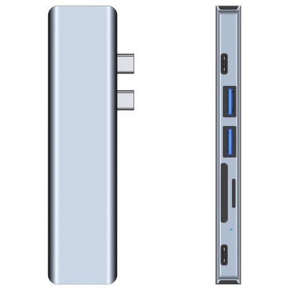 Адаптер 7 в 1 за лаптопи с USB Type-C вход от Tech-Protect V5-HUB Adapter 7 in 1 - сив 