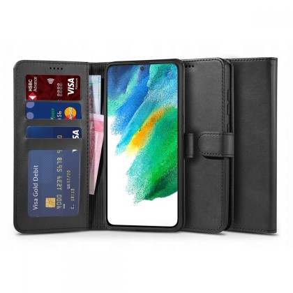 Кожен тефтер за Samsung Galaxy S21 FE от Tech-Protect Wallet - Черен